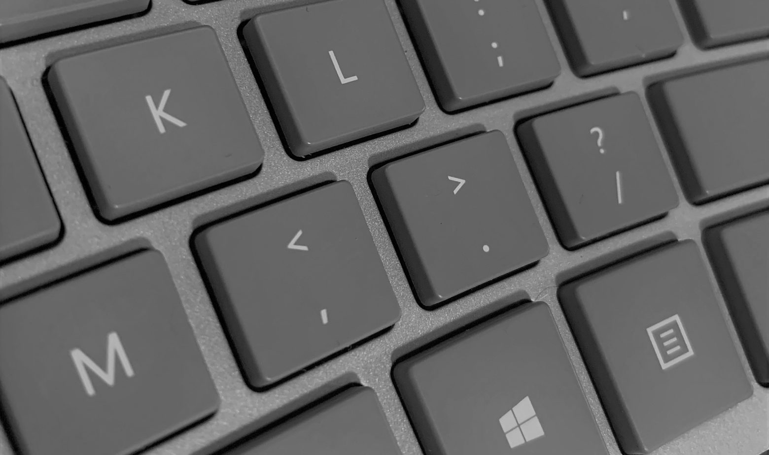 Close up of Microsoft Surface keyboard grey keys